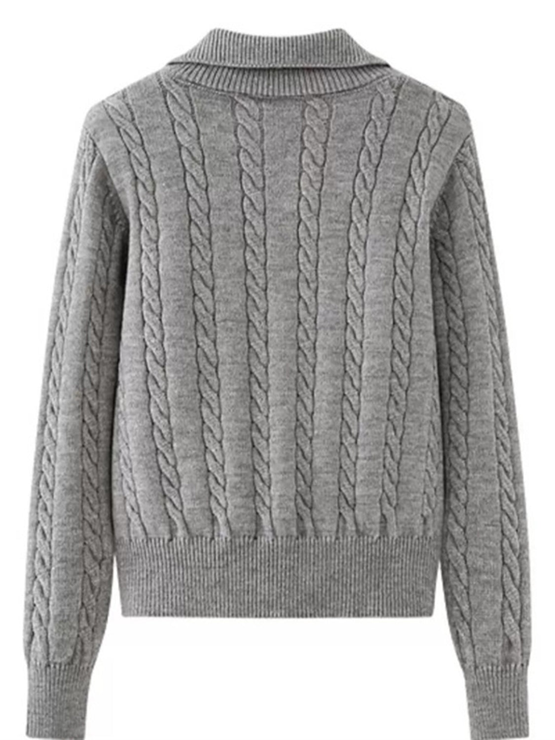 Cable-Knit Half Zip Long Sleeve Sweater - Siennasass