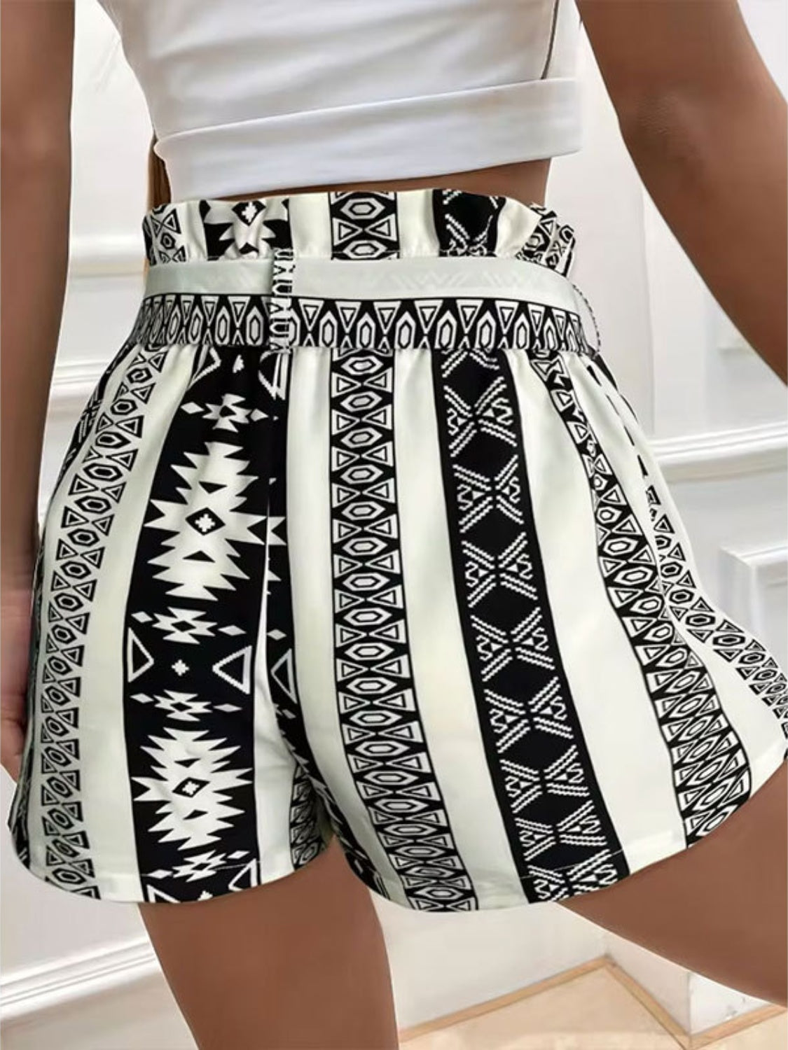 Tied Geometric Shorts - Siennasass