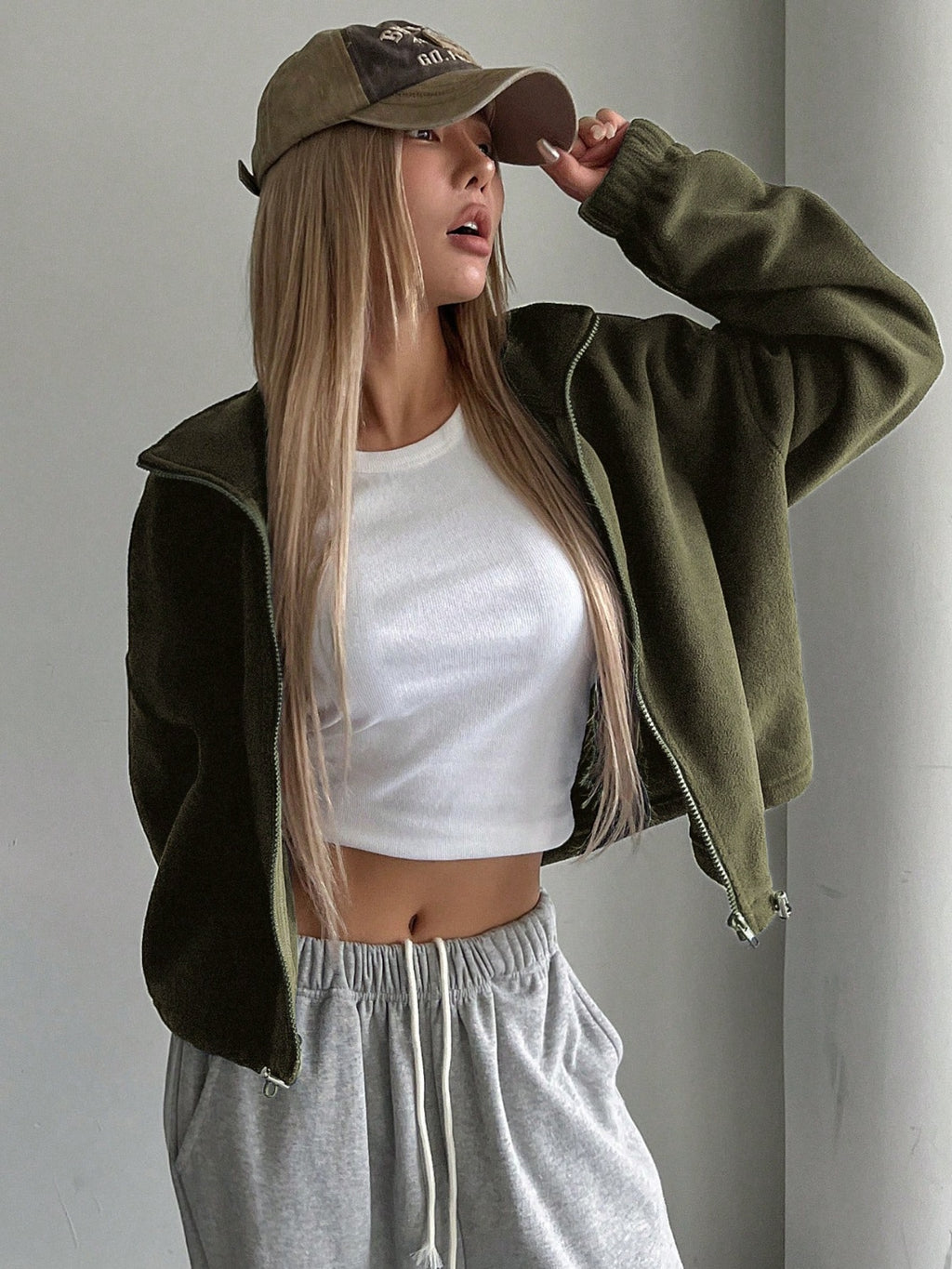 Honey Zip Up Long Sleeve Cropped Jacket - Siennasass