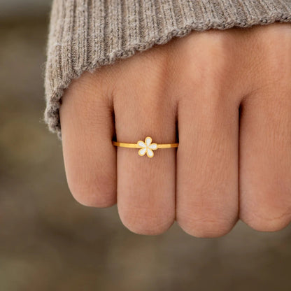 925 Sterling Silver Enamel Flower Ring - Siennasass