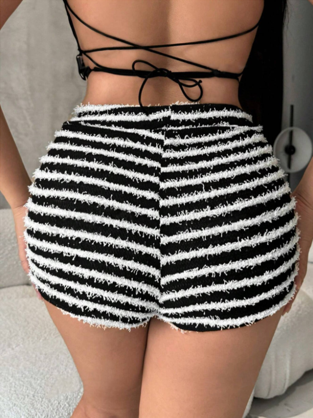 Striped High Waist Shorts - Siennasass