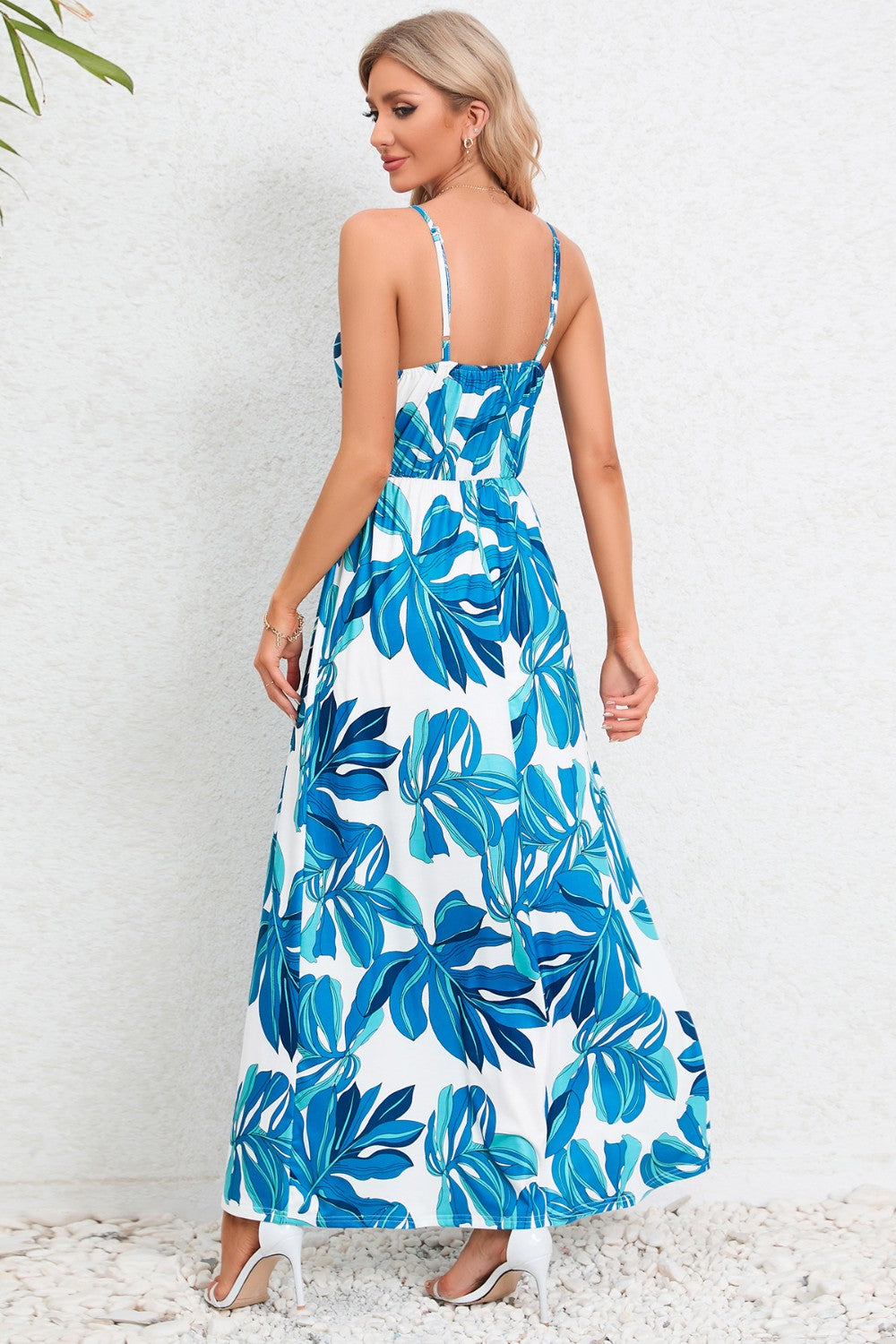 Printed Surplice Maxi Cami Dress - Siennasass