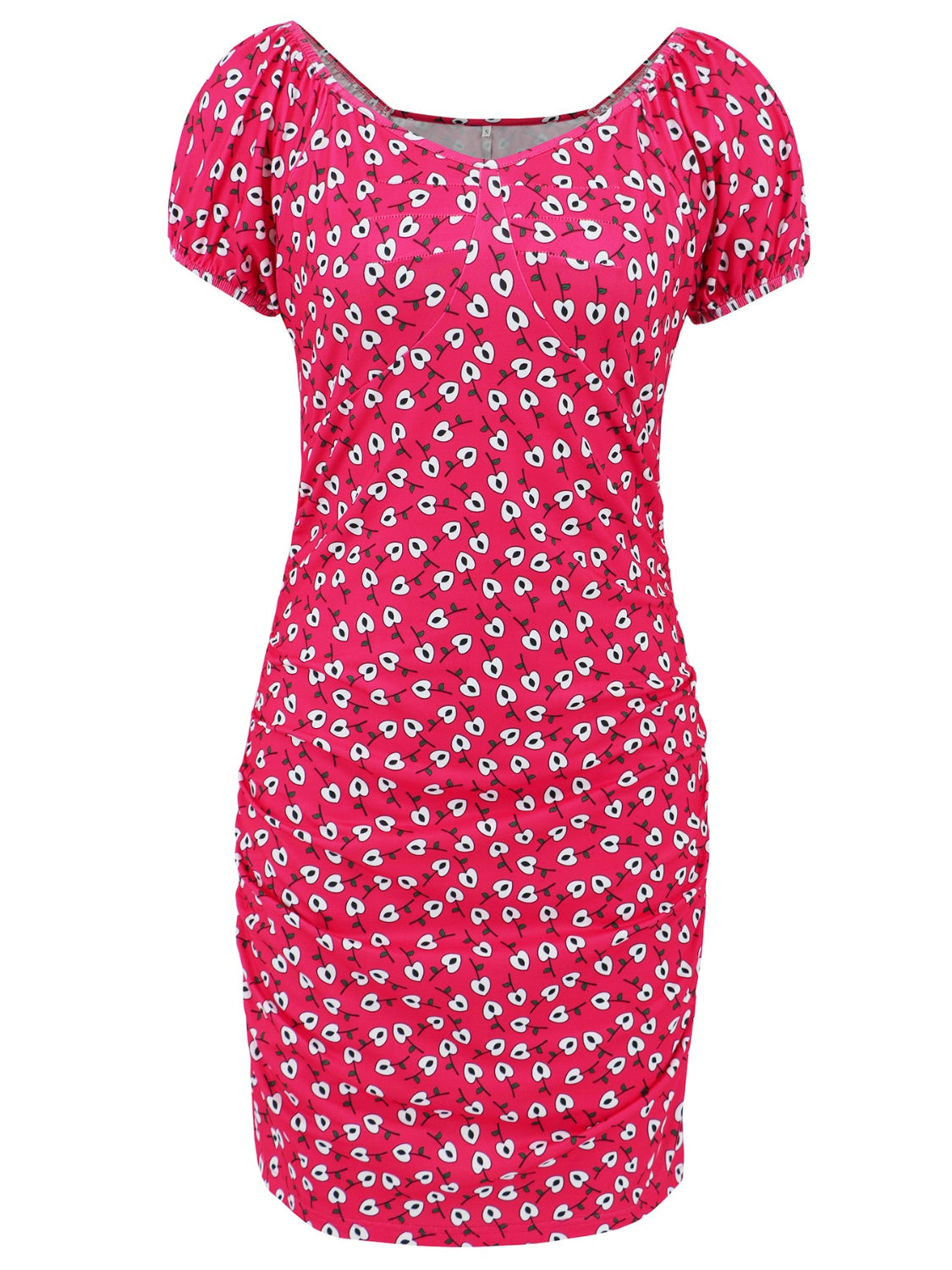 Printed V-Neck Short Sleeve Mini Dress - Siennasass