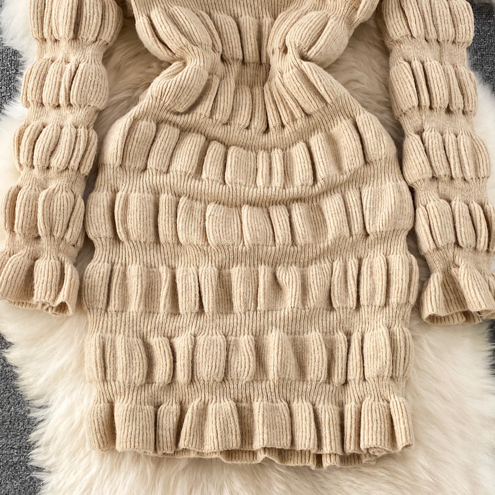 Pleated Buttocks Bottomed Sweater Dress - Siennasass