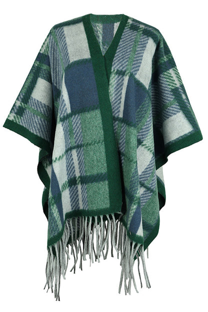 Cloak Sleeve Fringe Detail Poncho - Siennasass