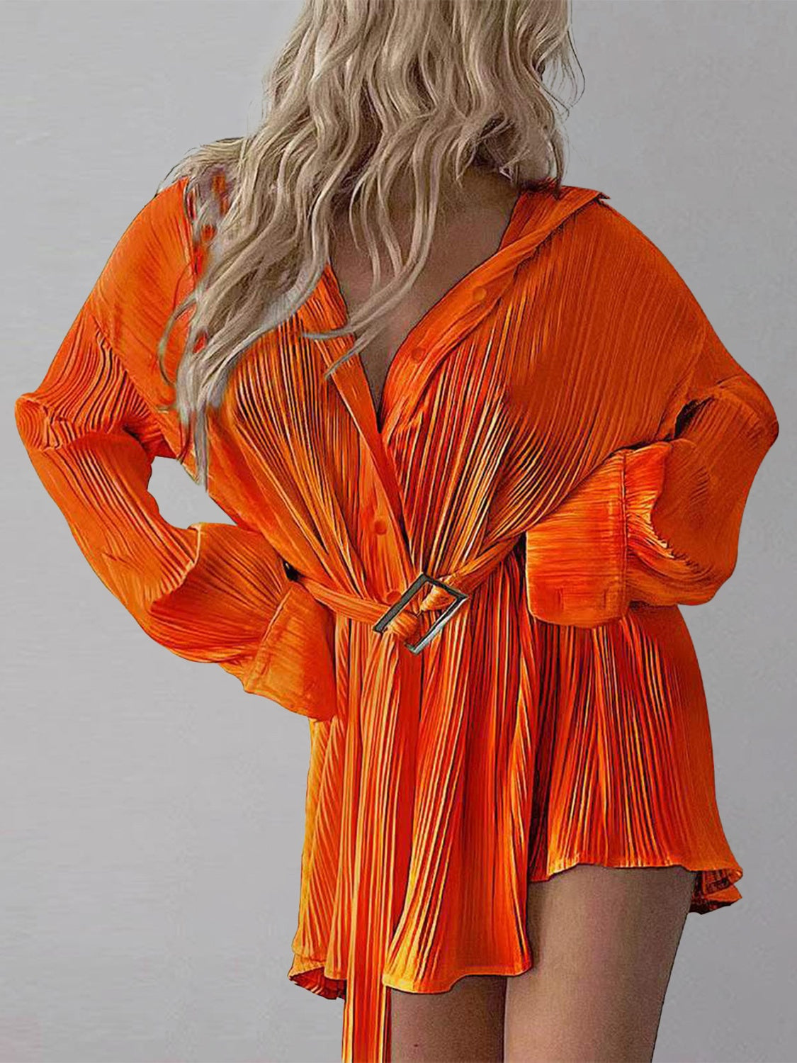 Button Up Dropped Shoulder Shirt Dress - Siennasass