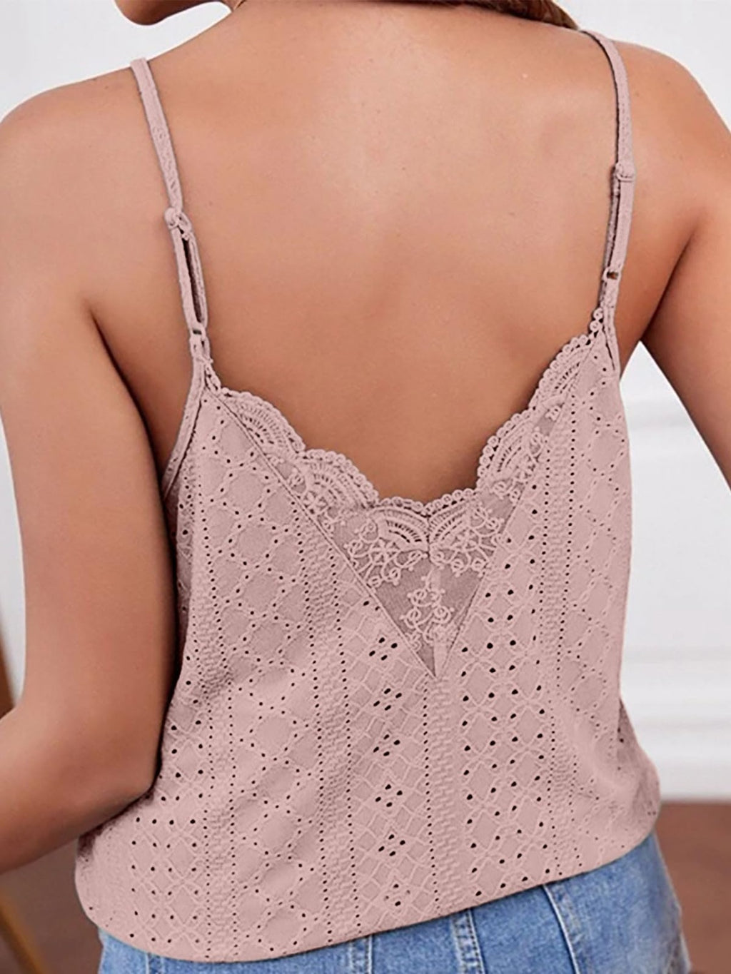 Eyelet Lace Detail V-Neck Cami - Siennasass