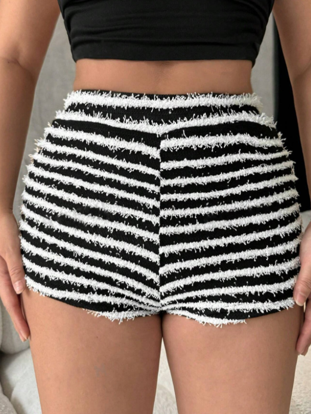 Striped High Waist Shorts - Siennasass