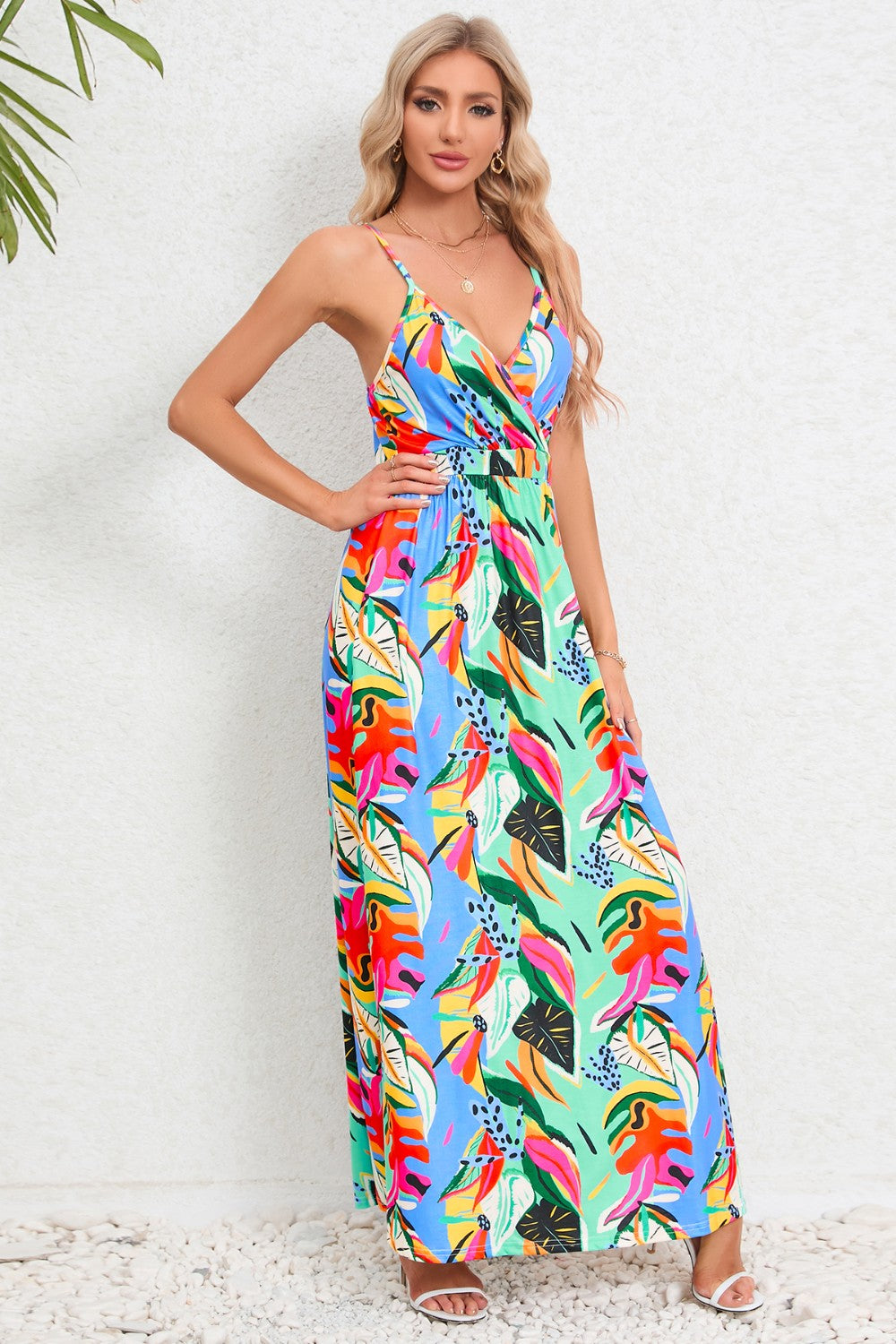 Printed Surplice Maxi Cami Dress - Siennasass