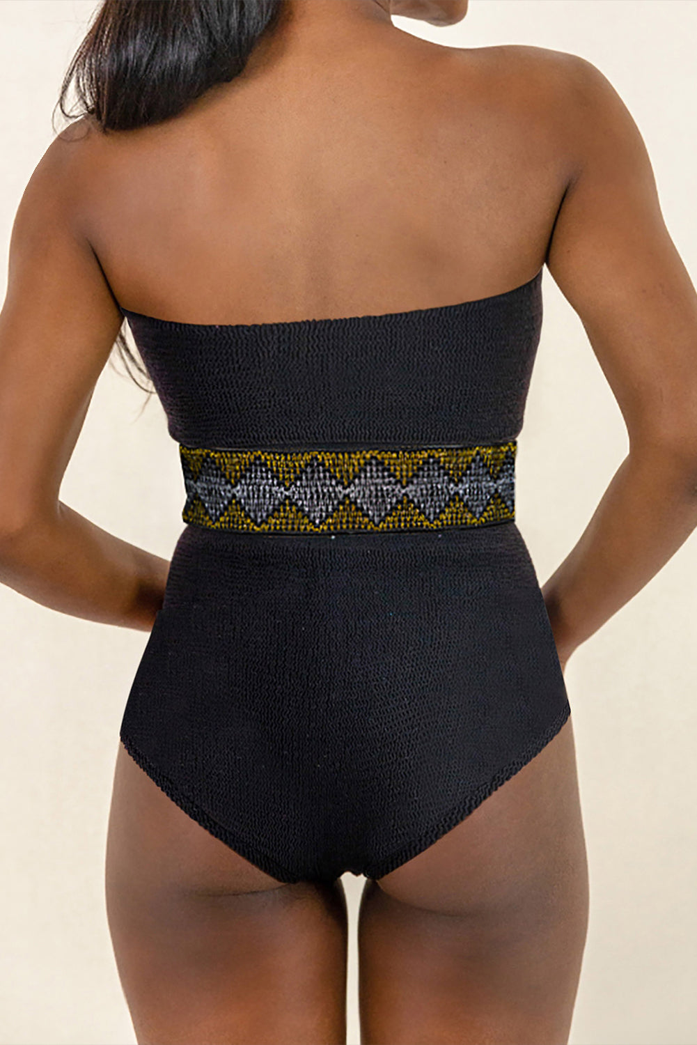 Geometric Tube Sleeveless One-Piece Swimwear - Siennasass