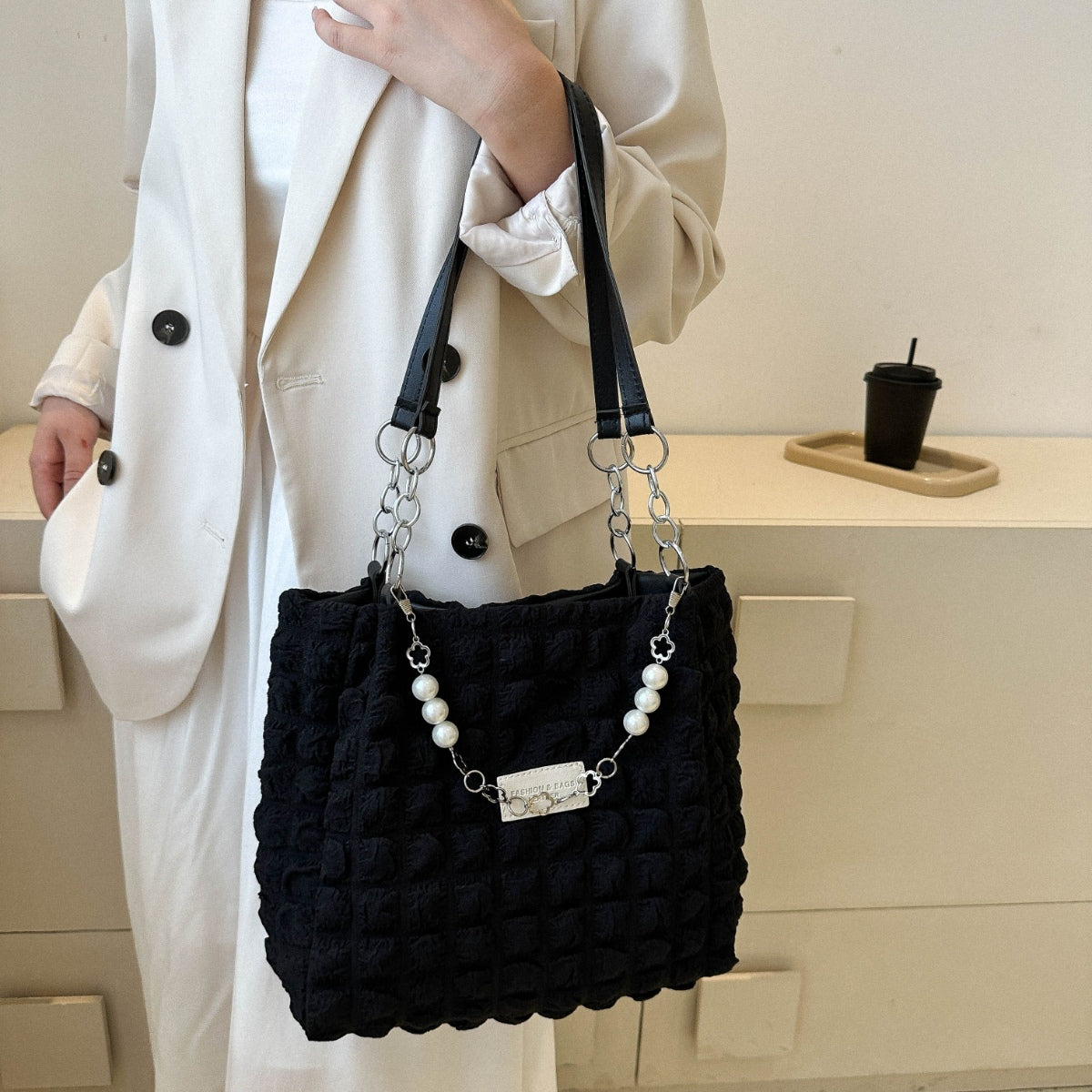 Bubble Textured Tote Bag - Siennasass