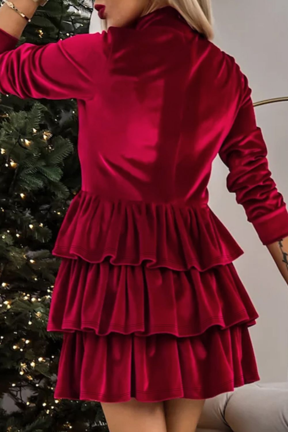 Ruffled Layered Long Sleeve Mini Dress - Siennasass