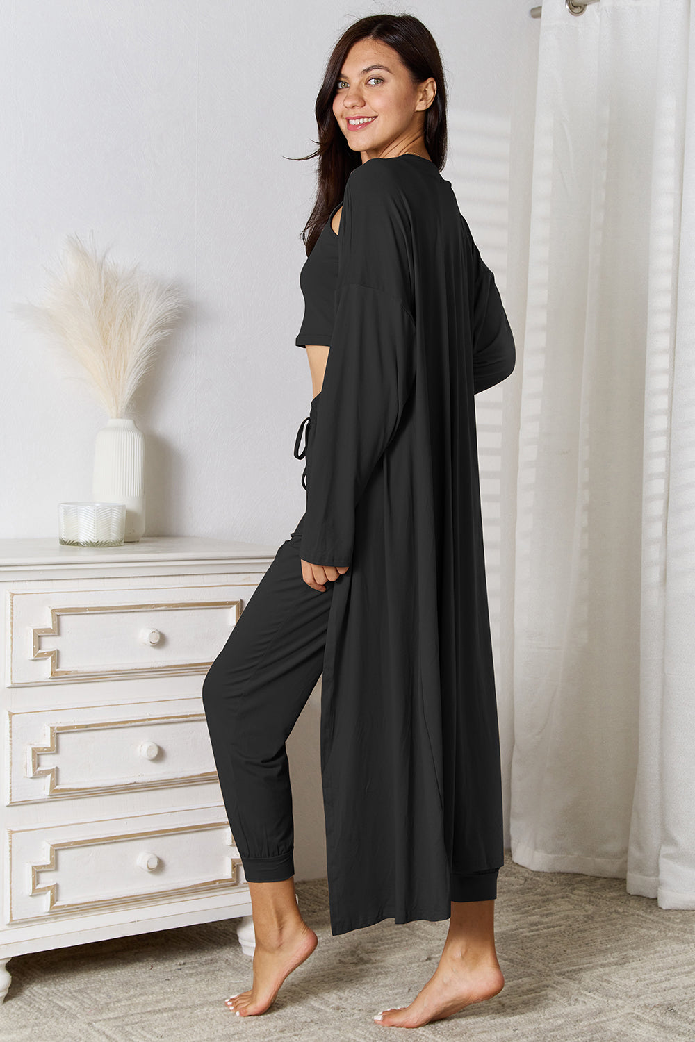 Tank, Pants, and Cardigan Set with Pockets - Siennasass