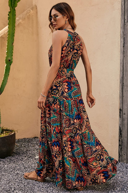 Tied Slit Floral Sleeveless Dress - Siennasass