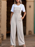 Tied Wide Leg Overalls with Pockets - Siennasass