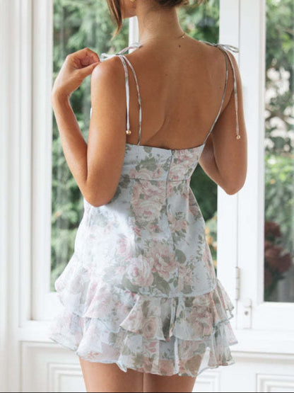 Tied Printed Sweetheart Neck Cami Dress - Siennasass