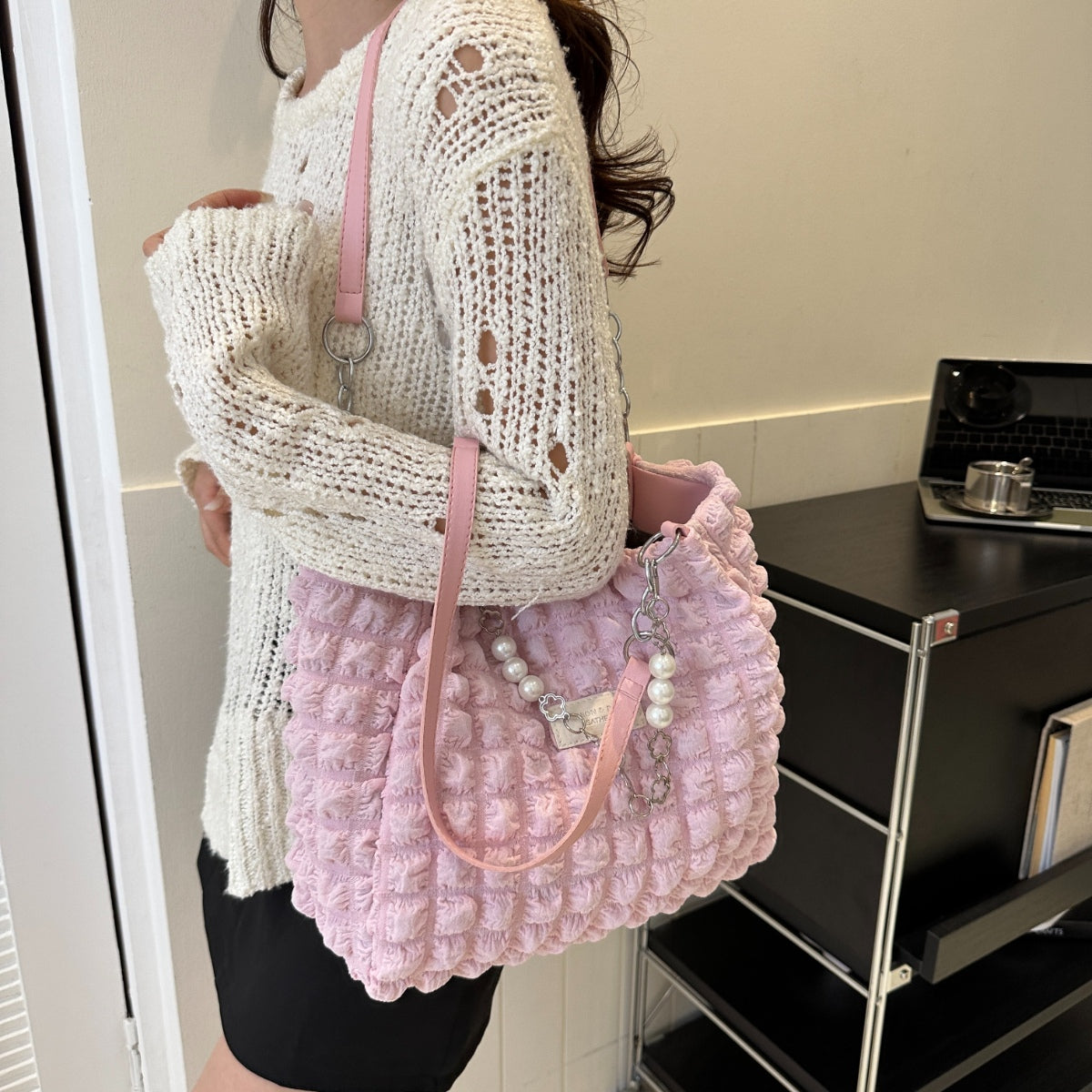 Bubble Textured Tote Bag - Siennasass