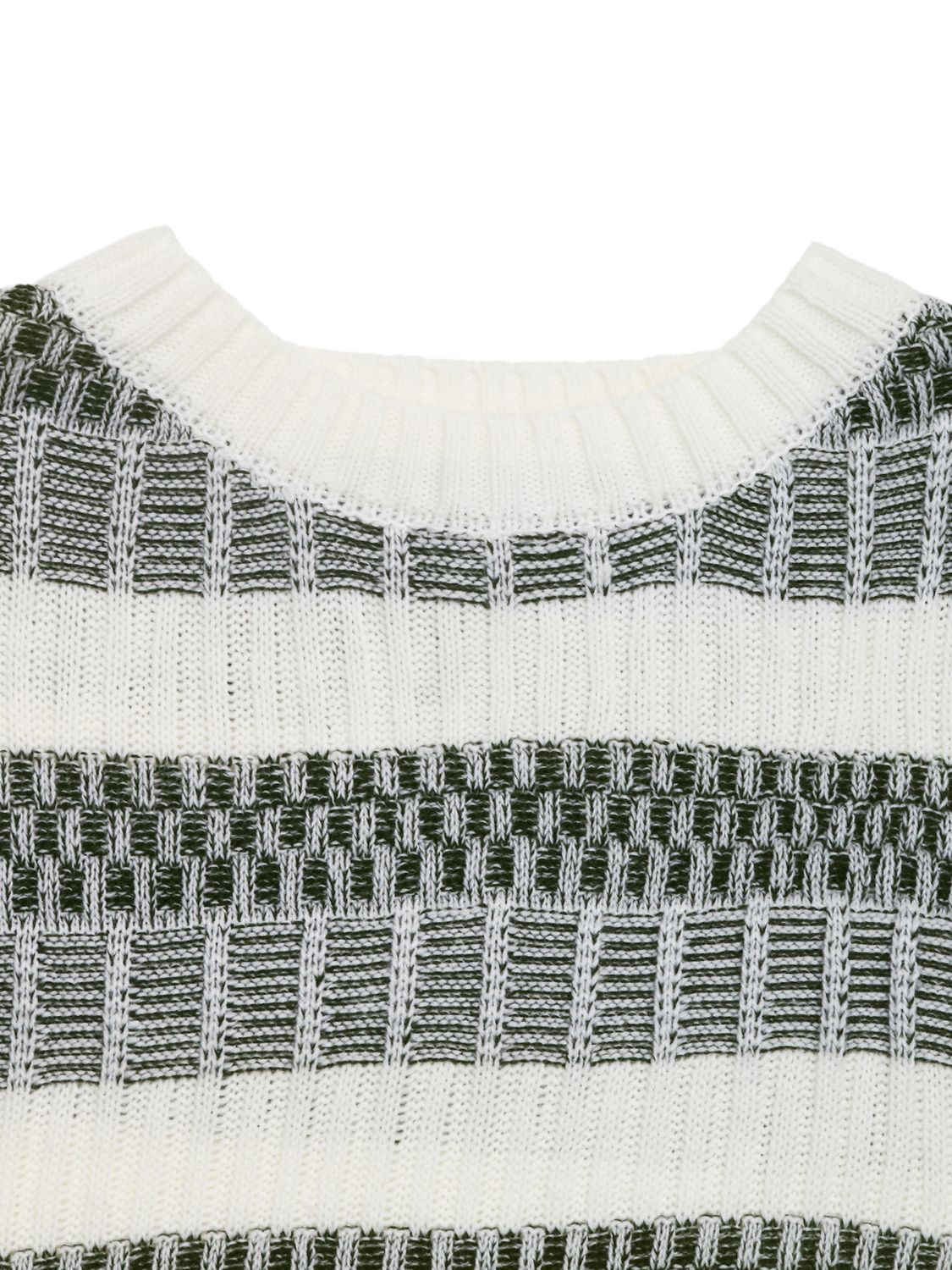 Perfee Contrast Round Neck Long Sleeve Sweater - Siennasass