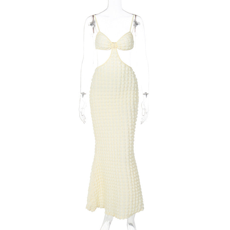 Hollow Pure Desire Slim Fit Elegant Long Dress - Siennasass