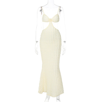 Hollow Pure Desire Slim Fit Elegant Long Dress - Siennasass