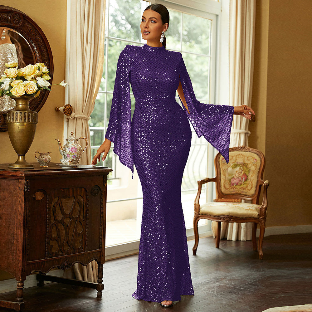 Langes Abendkleid mit Pailletten für Brautjungfern