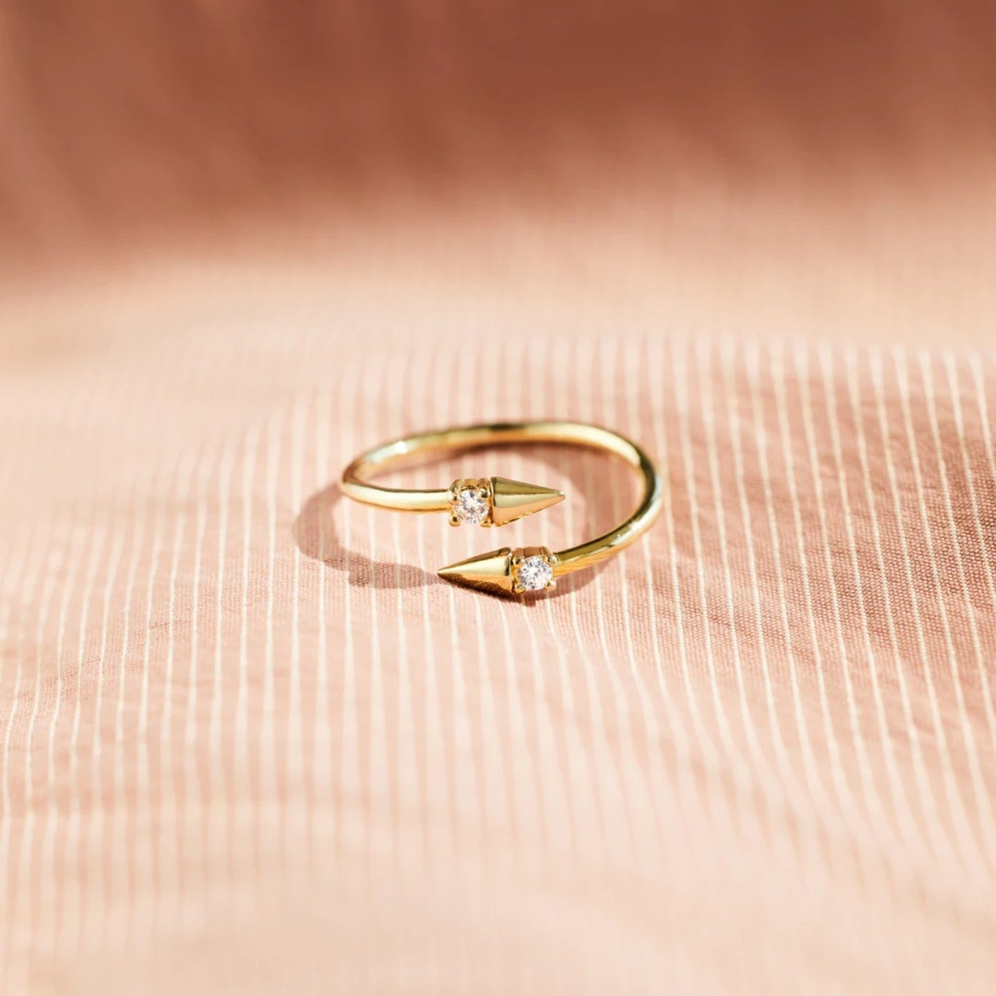 925 Sterling Silver Inlaid Zircon Bypass Ring - Siennasass