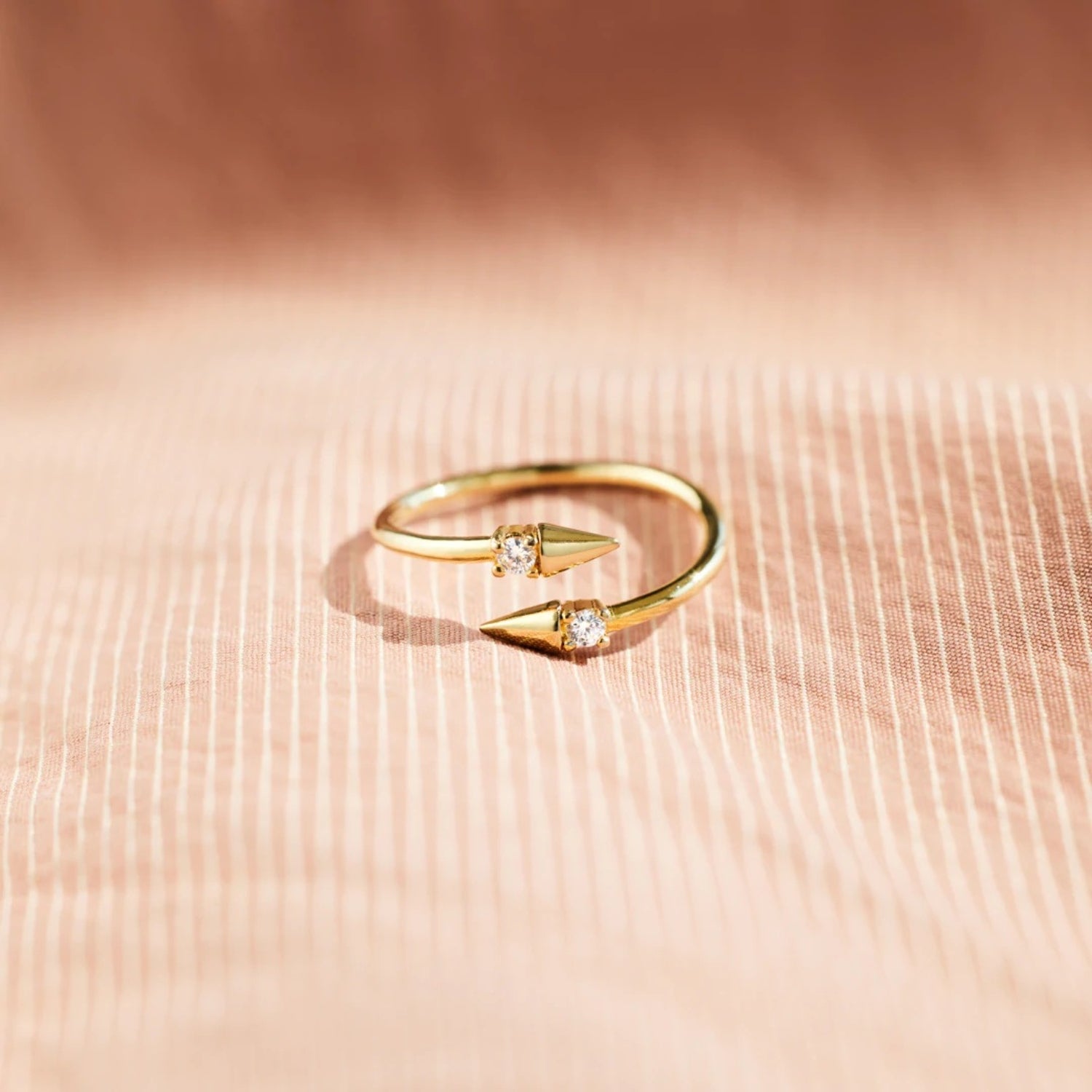 925 Sterling Silver Inlaid Zircon Bypass Ring - Siennasass