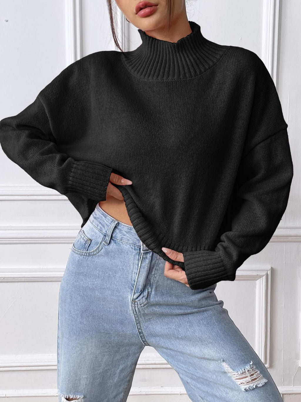 Turtleneck Long Sleeve Sweater - Siennasass