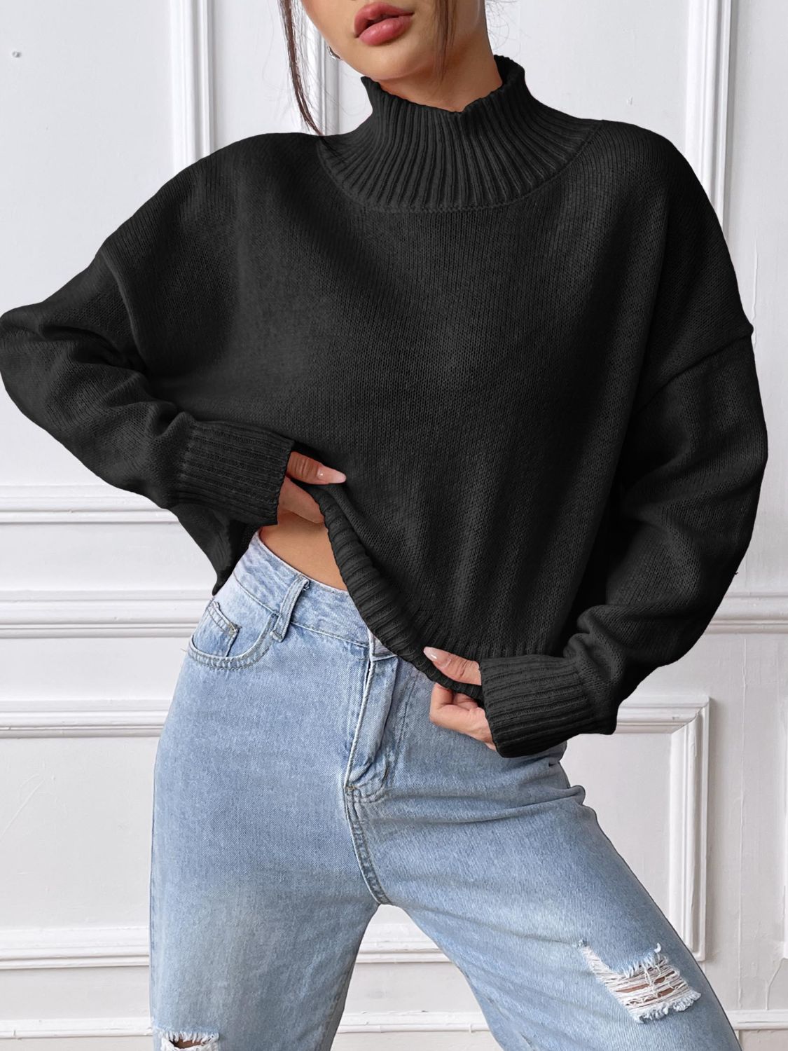Turtleneck Long Sleeve Sweater - Siennasass