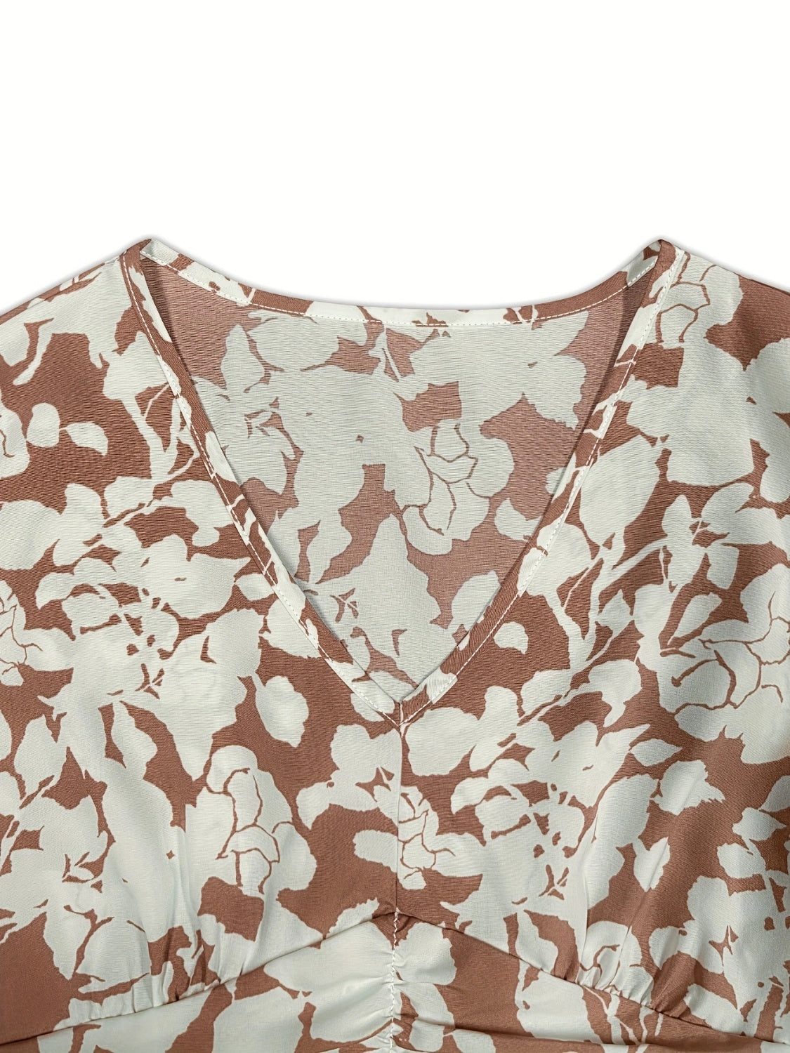 Printed V-Neck Cap Sleeve Midi Dress - Siennasass