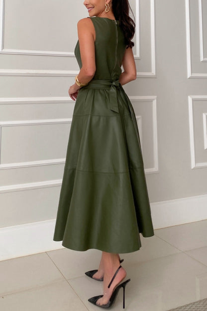 Round Neck Sleeveless Midi Dress - Siennasass