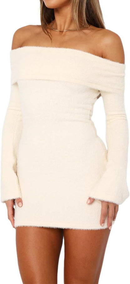 Sheath Long Sleeve Sweater Dress - Siennasass