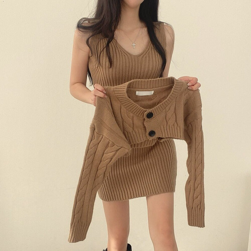 Sweater Cardigan Blouse Slim Vest Dress - Siennasass