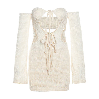 Hollow Backless Hip Knitwear Dress - Siennasass