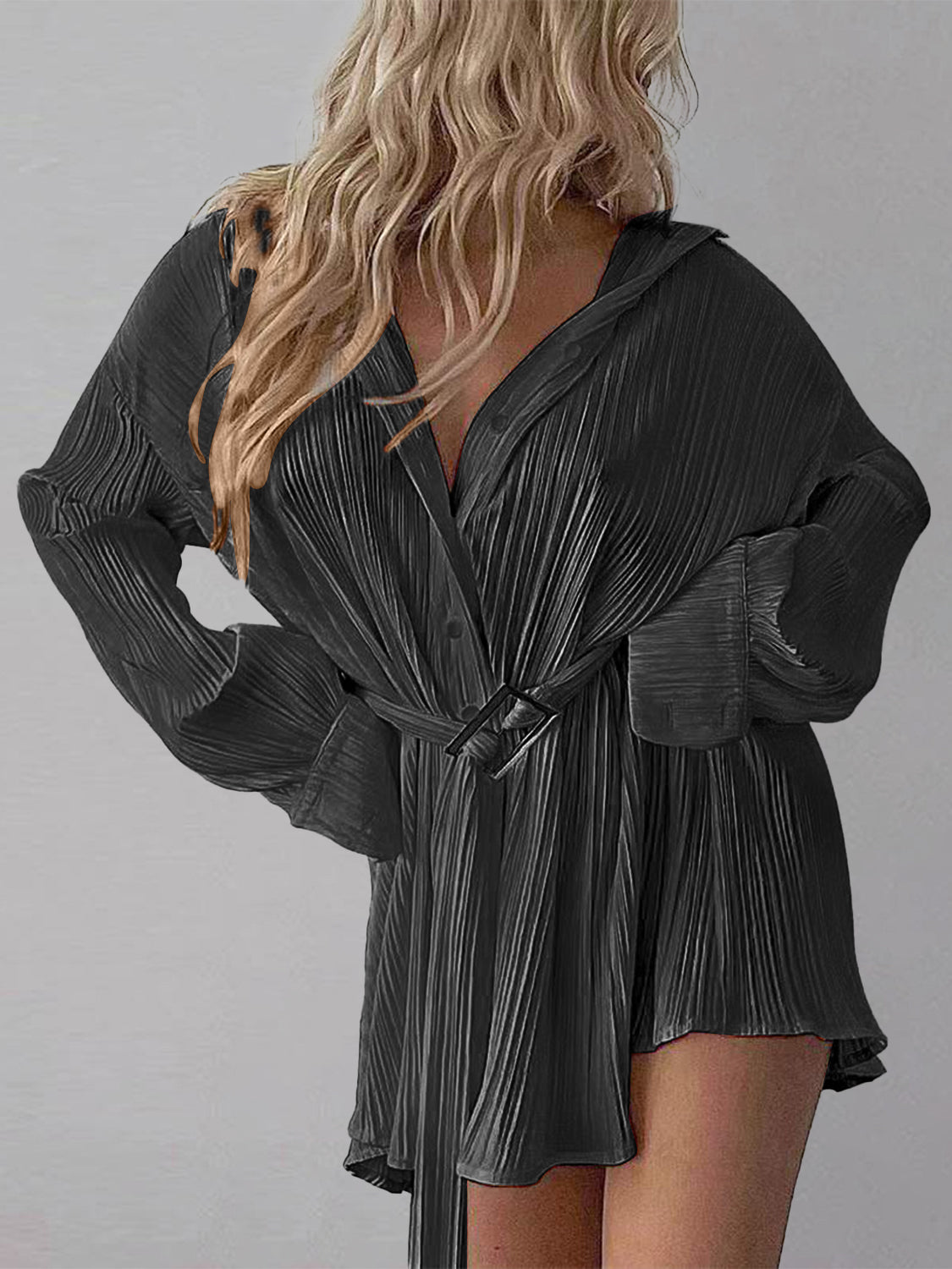 Button Up Dropped Shoulder Shirt Dress - Siennasass
