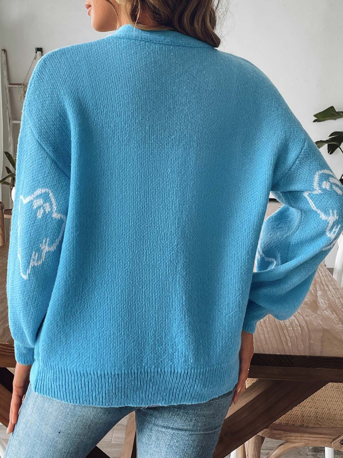 V-Neck Dropped Shoulder Cardigan - Siennasass