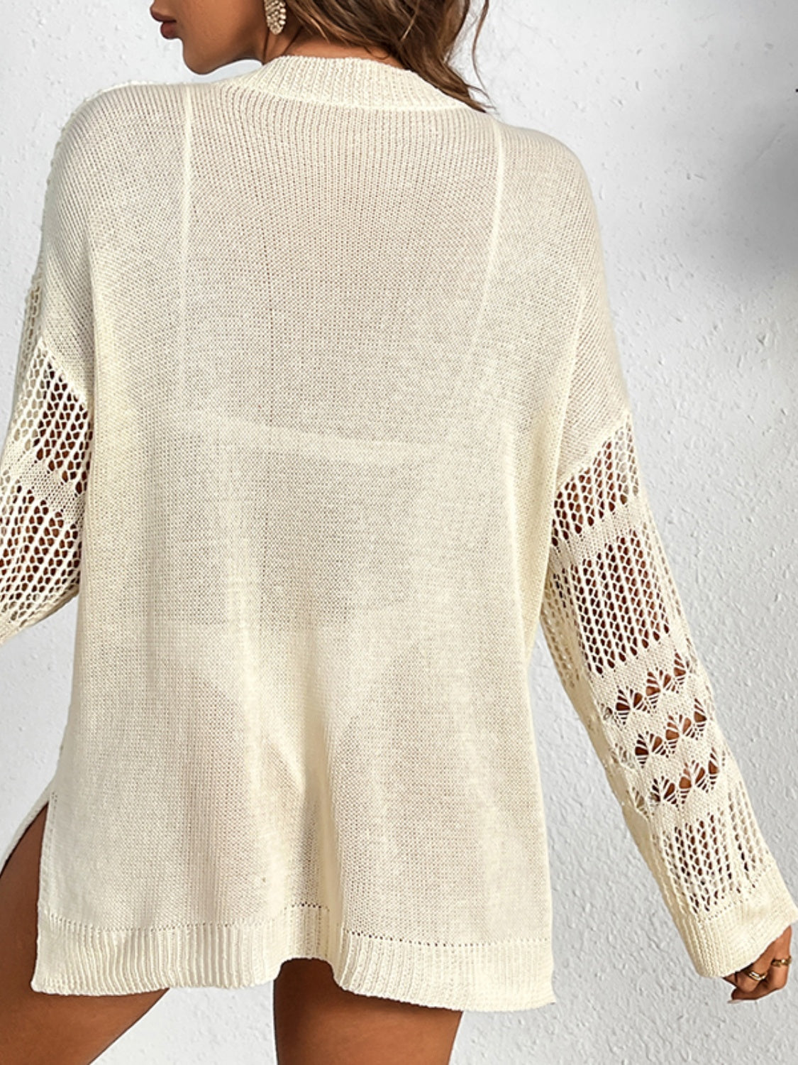 Cutout Notched Long Sleeve Cover-Up - Siennasass
