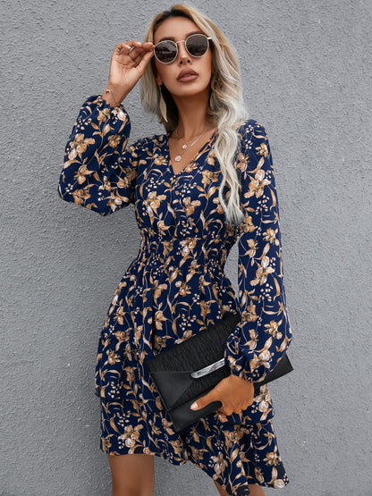 Ivy Lane Floral Layered Surplice Balloon Sleeve Dress - Siennasass
