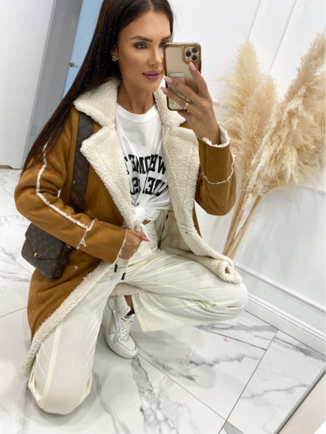 Lapel Collar Exposed Seam Buttoned Coat - Siennasass
