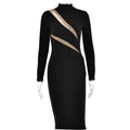 Round Neck Long Sleeve Stitching Dress Women - Siennasass
