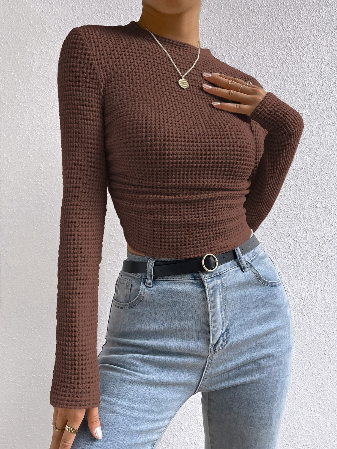 Round Neck Long Sleeve T-Shirt - Siennasass