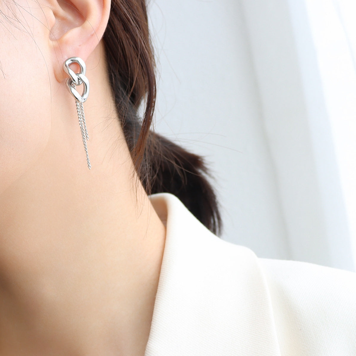Titanium Steel Chain Shape Earrings - Siennasass