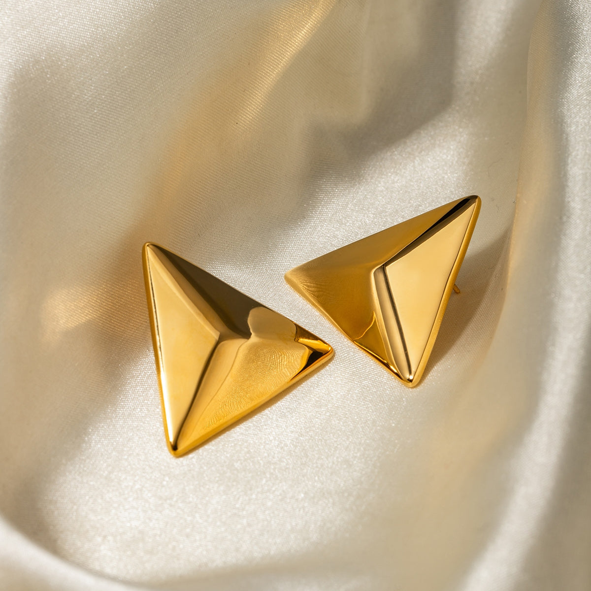 Stainless Steel 3D Triangle Earrings - Siennasass