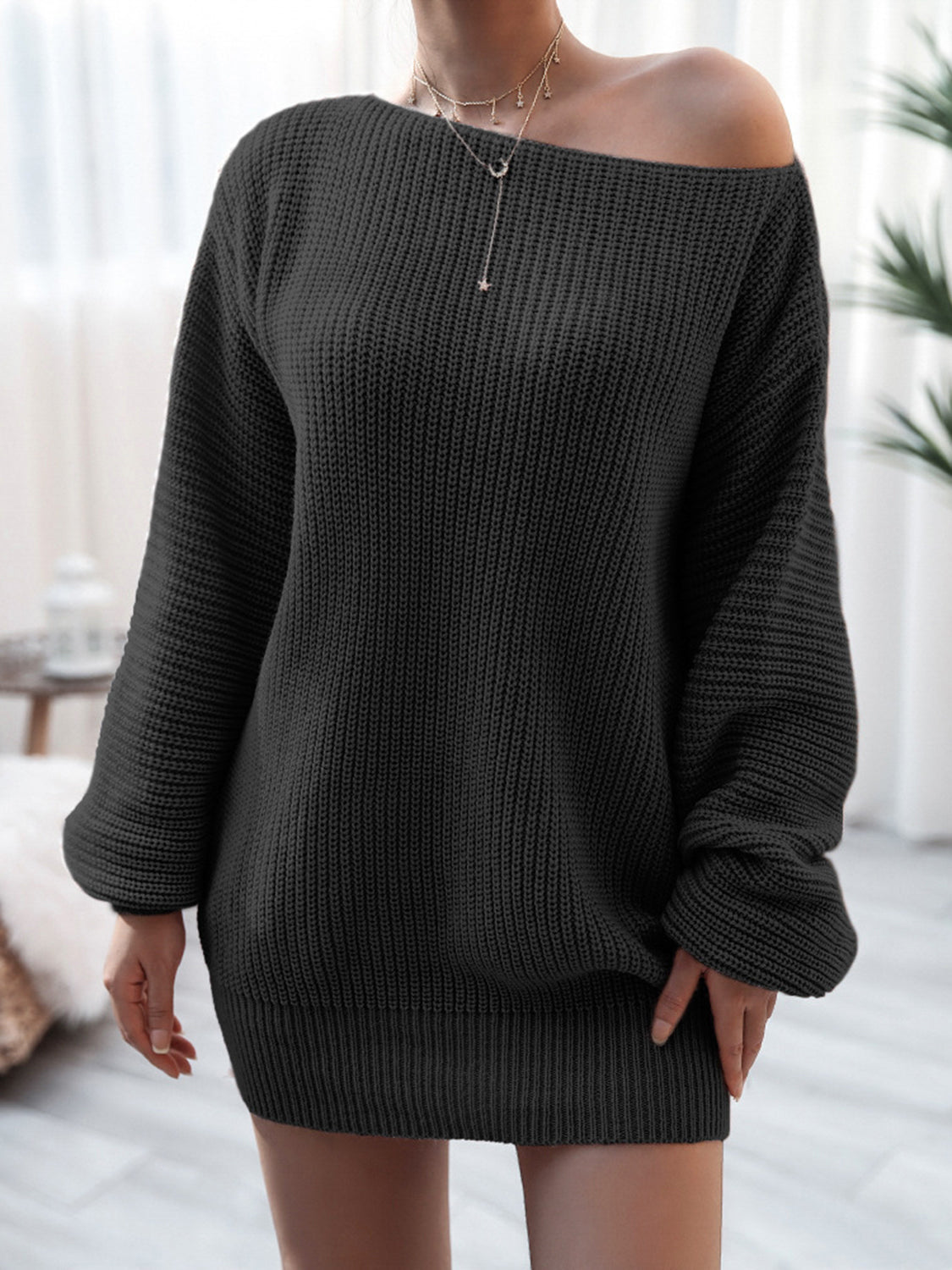Rib-Knit Mini Sweater Dress - Siennasass