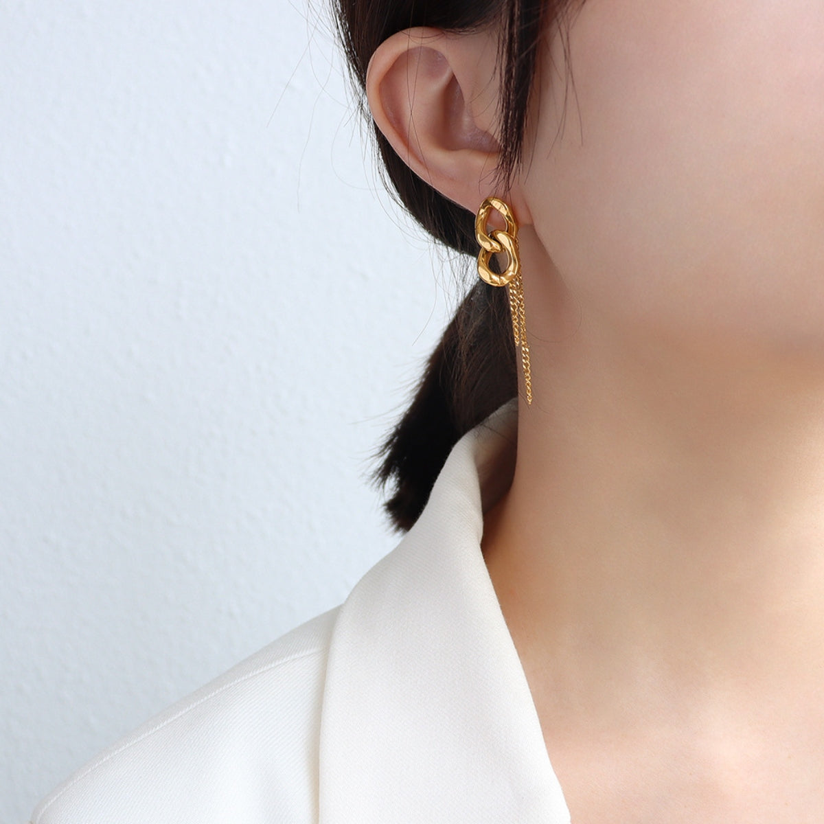 Titanium Steel Chain Shape Earrings - Siennasass