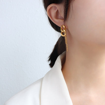Titanium Steel Chain Shape Earrings - Siennasass