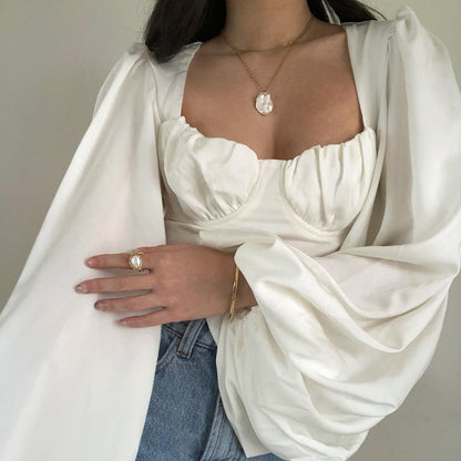 Square Neck Lantern Sleeve
