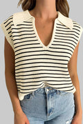 Striped Collared Neck Tank - Siennasass