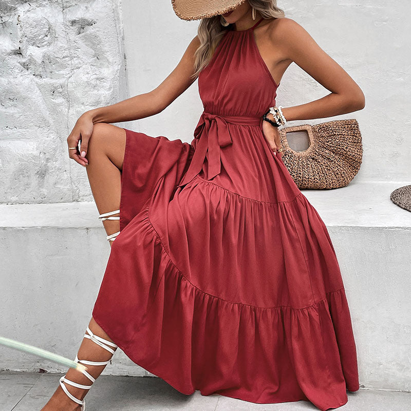 Tie Belt Tiered Midi Dress - Siennasass
