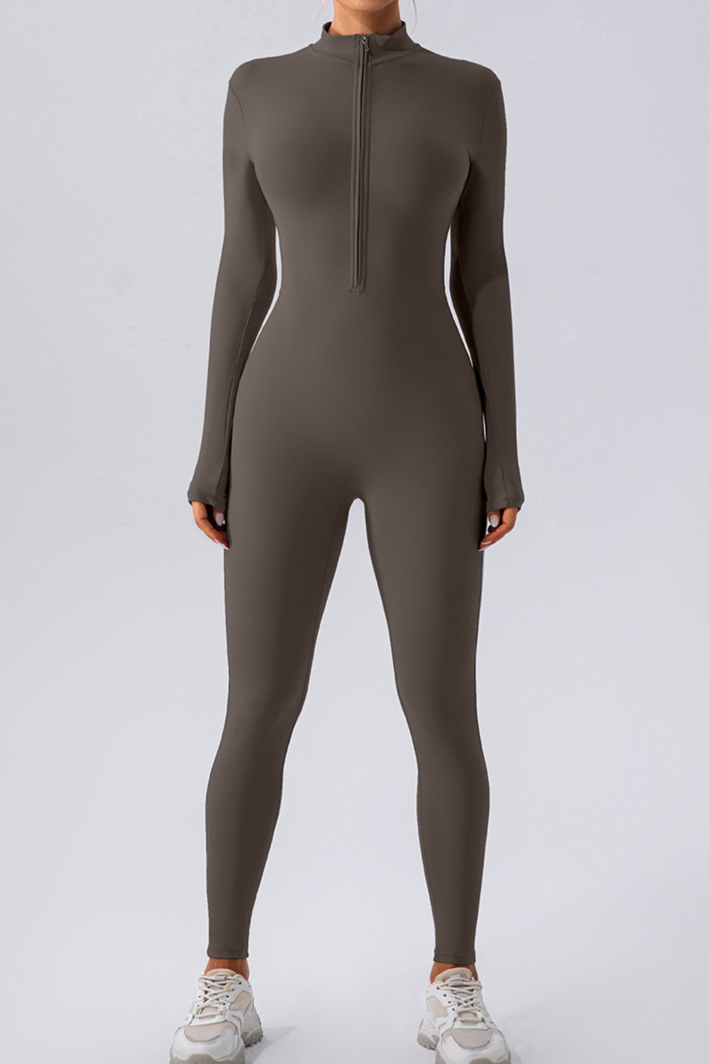 Half Zip Mock Neck Active Jumpsuit - Siennasass